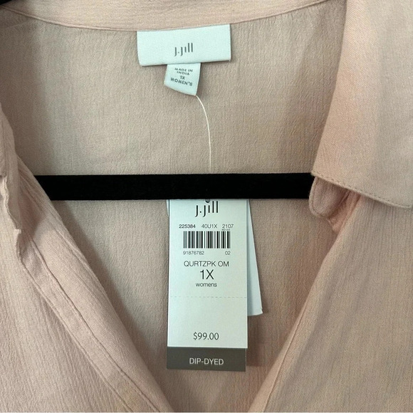 J. Jill Women’s Long Sleeve Button Up Front Tie Quartz Ombré Pink Size 1X NWT - Picture 6 of 10